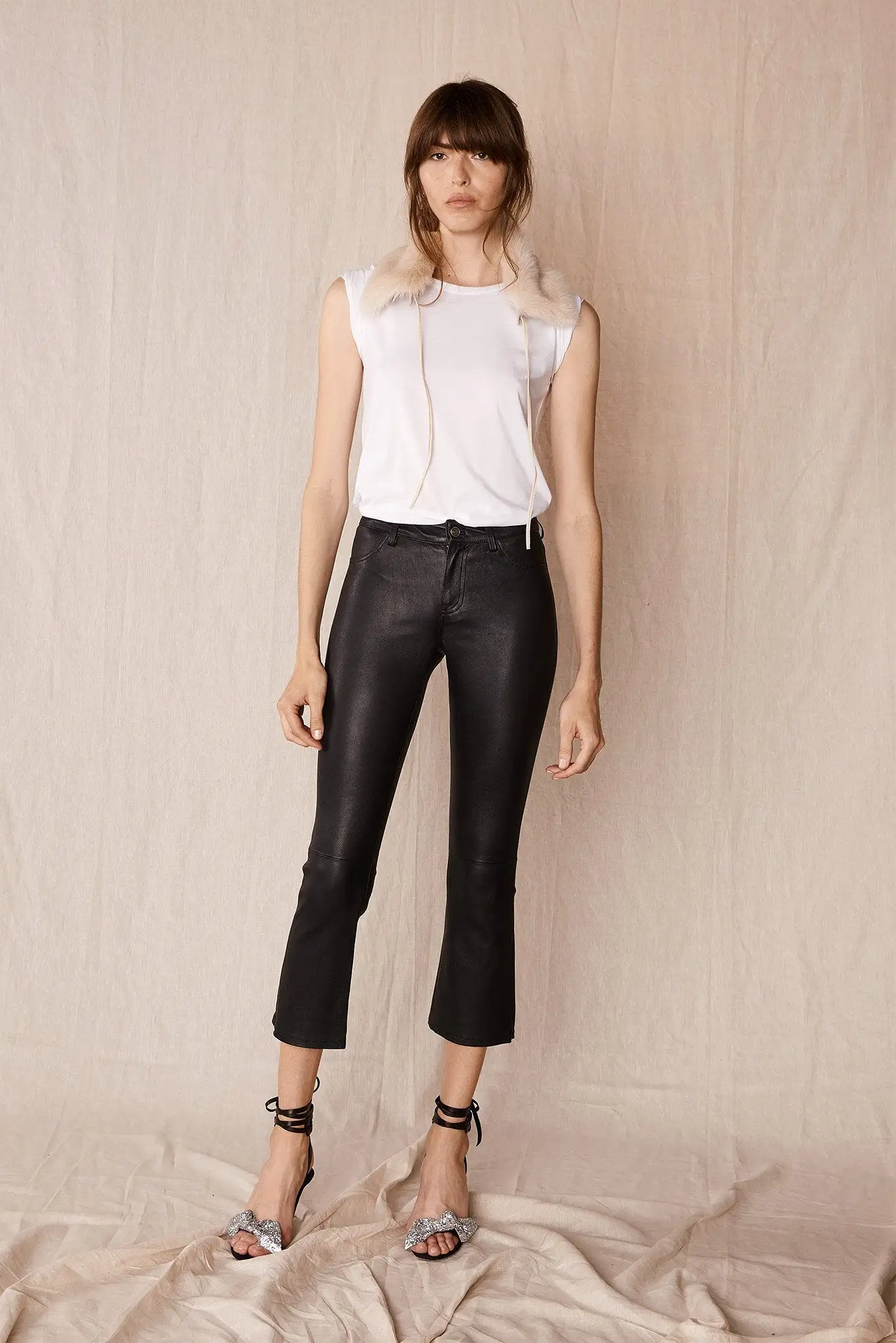 Midtown Kick Flare Pant Black Stretch Leather