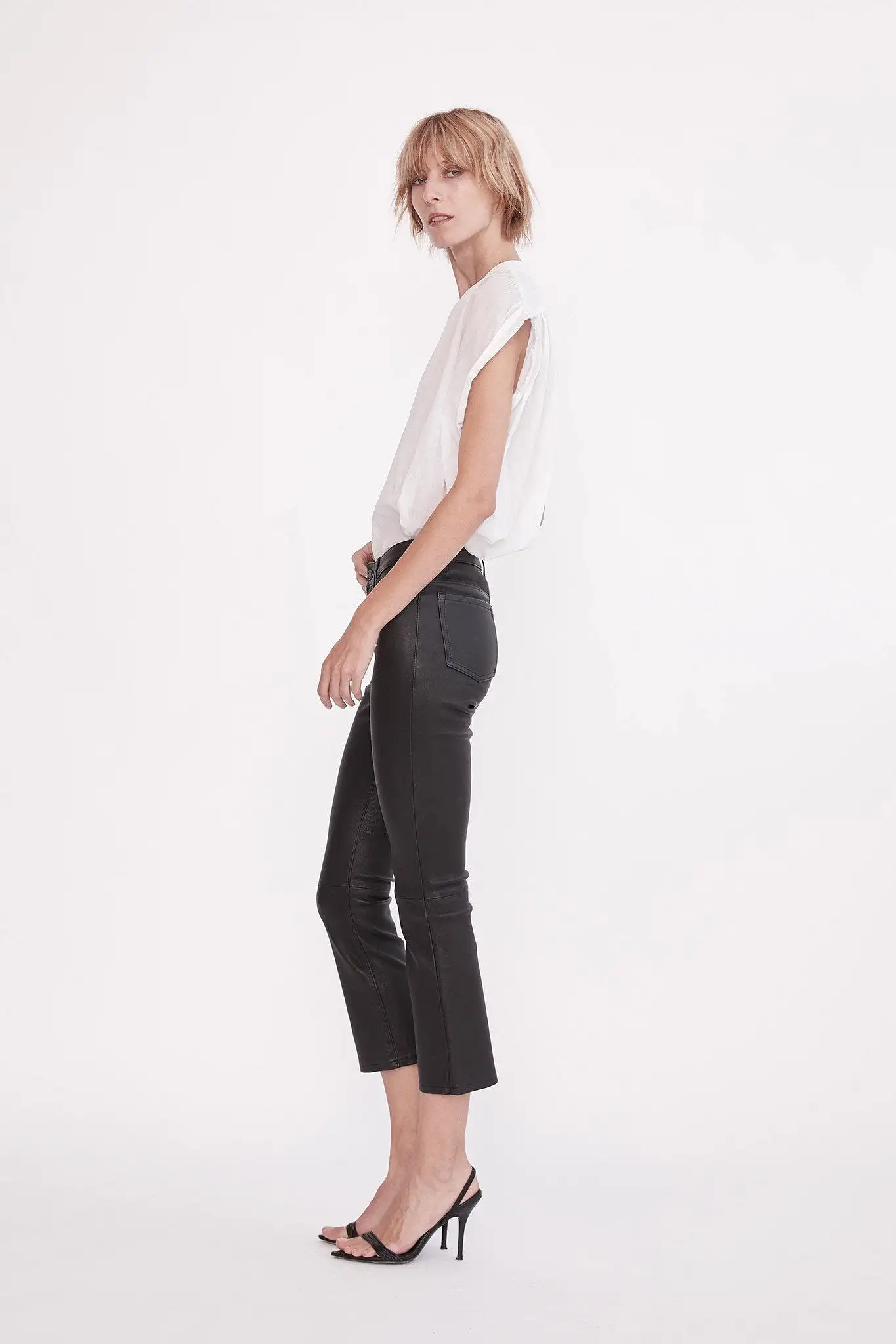 Midtown Kick Flare Pant Black Stretch Leather