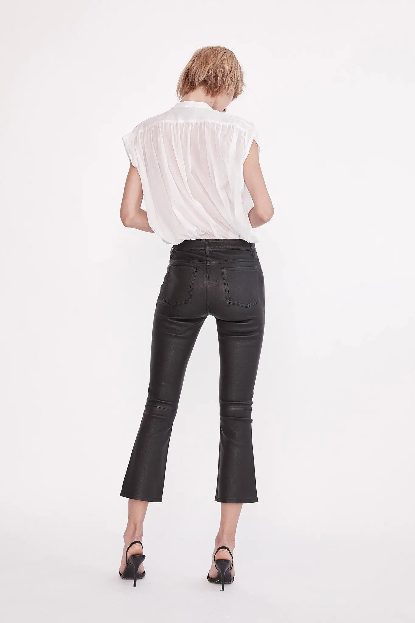 Midtown Kick Flare Pant Black Stretch Leather