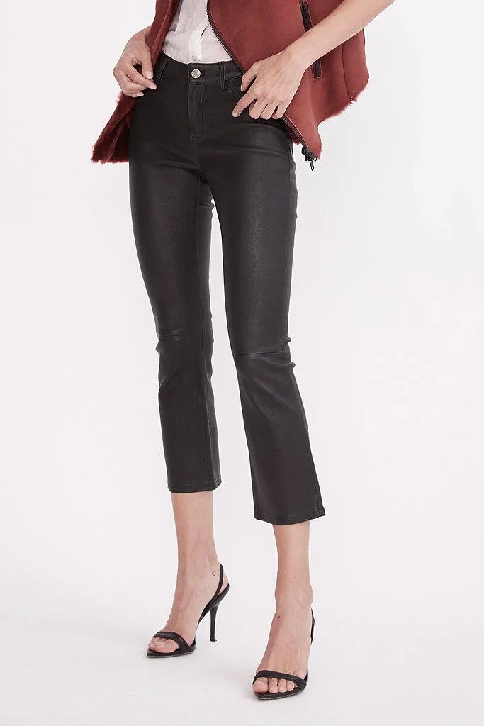 Midtown Kick Flare Pant Black Stretch Leather