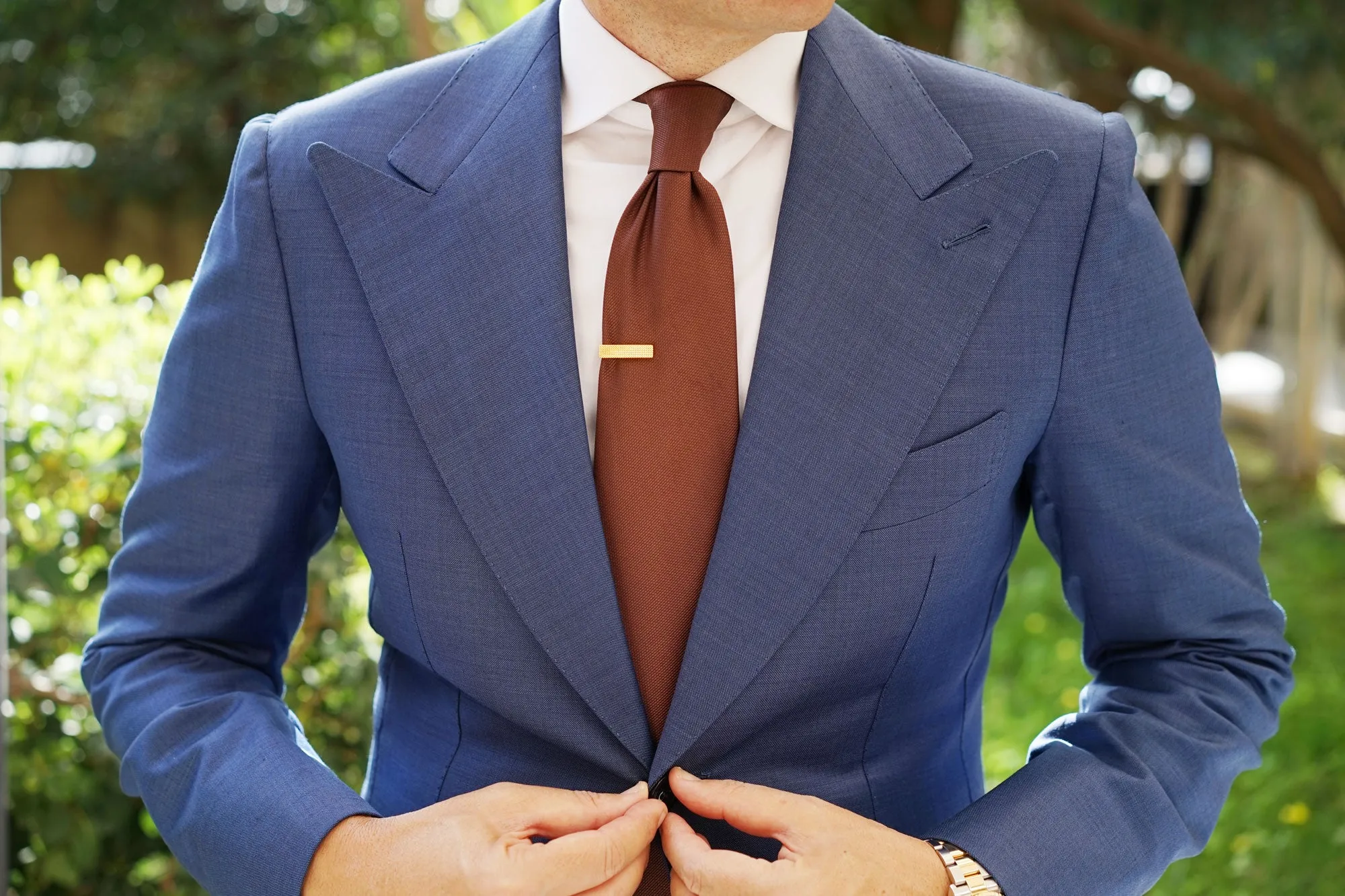 Mini Studded Gold Skinny Tie Bar