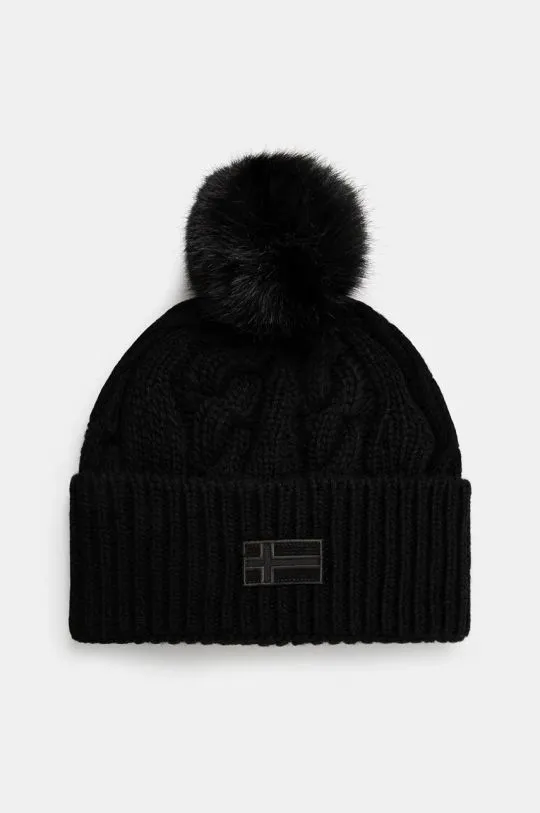 Napapijri wool beanie F-Necker black color thick knit NP0A4I820411