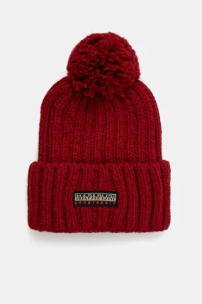 Napapijri wool blend beanie Fea 2 red color thick knit NP0A4GKAR061