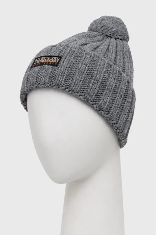 Napapijri wool blend beanie gray color