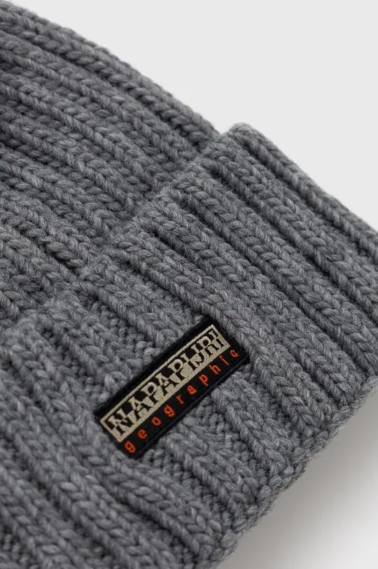 Napapijri wool blend beanie gray color