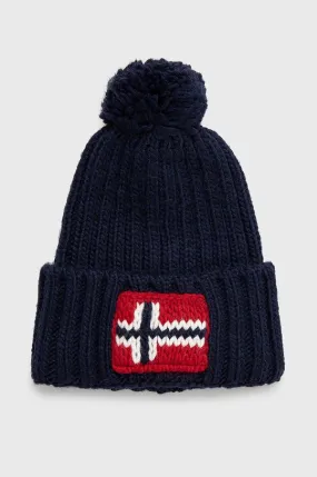 Napapijri wool blend beanie navy blue color