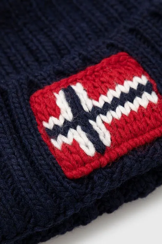 Napapijri wool blend beanie navy blue color