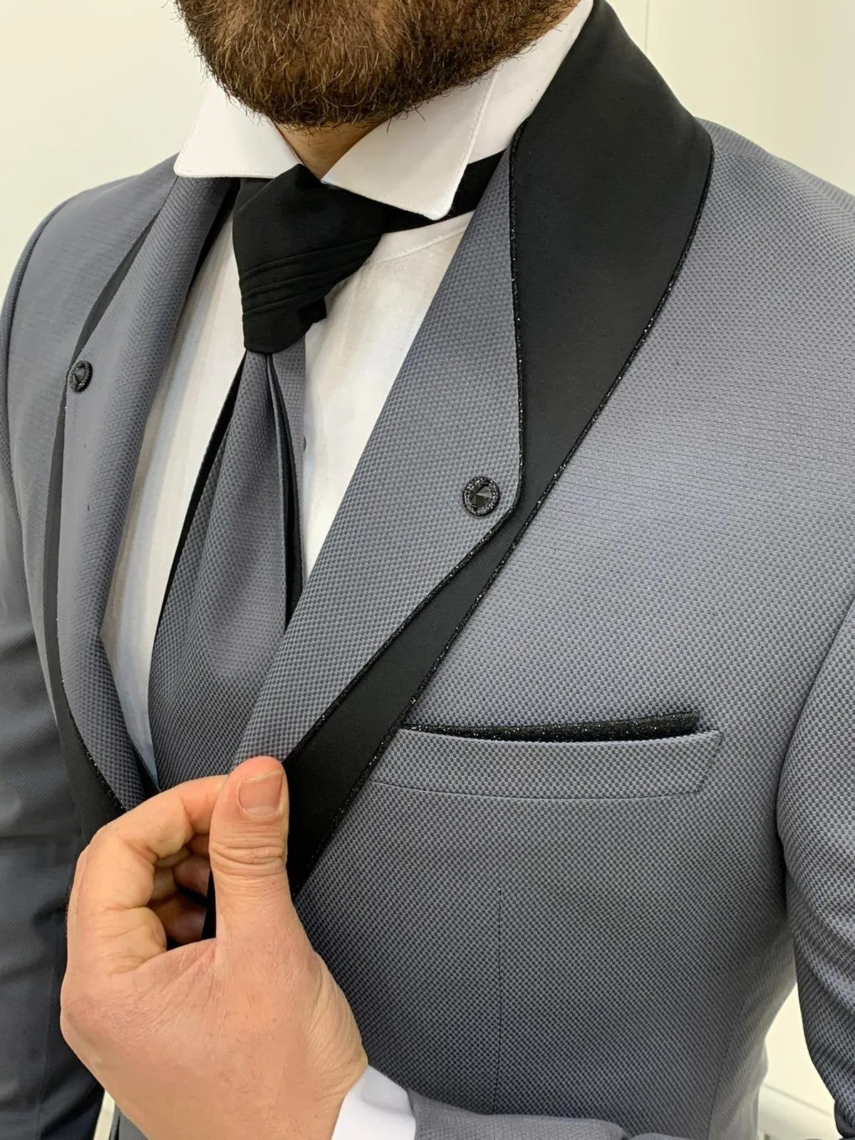 Napolia Royal Gray Slim Fit Tuxedo