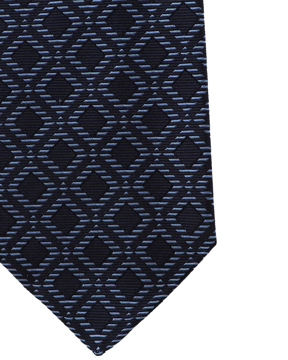 Navy and Blue Diamond Print Silk Tie