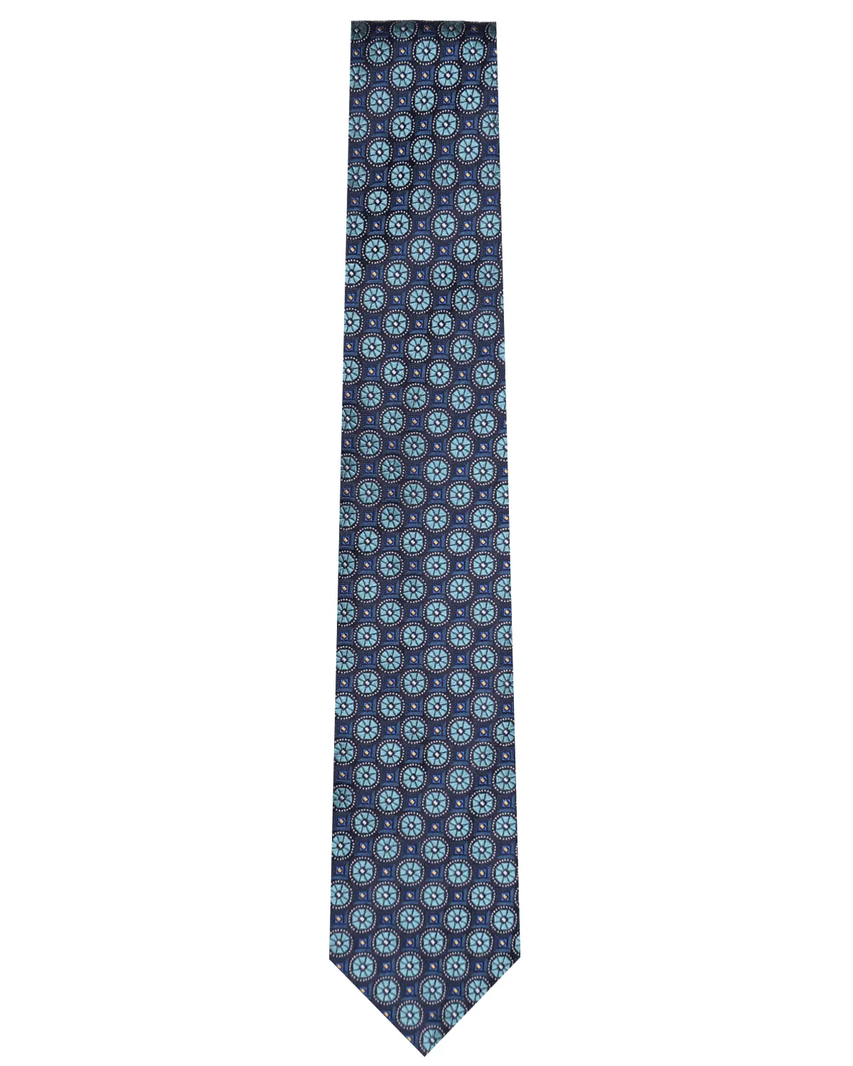 Navy and Teal Circles Silk Tie