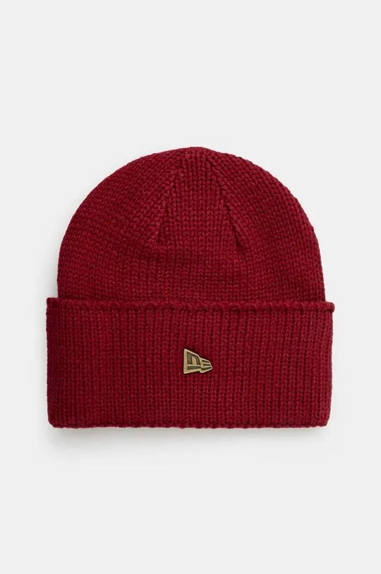 New Era wool blend beanie WIDE CUFF BEANIE maroon color 60565442