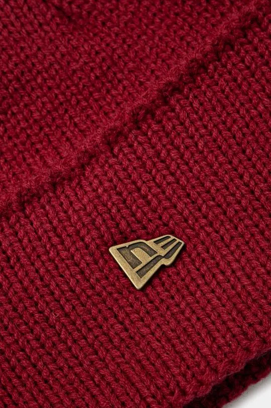 New Era wool blend beanie WIDE CUFF BEANIE maroon color 60565442