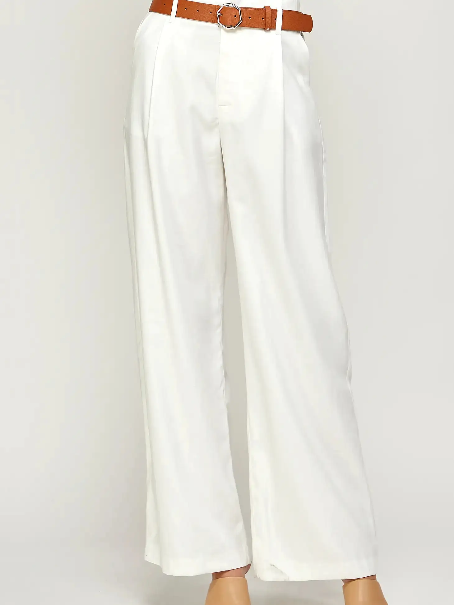 Office Chic White Wide Legged Trousers