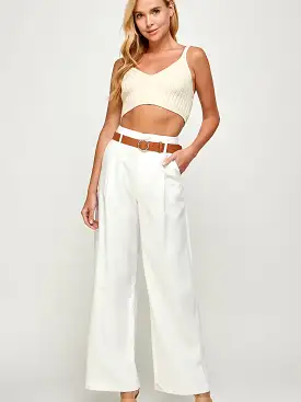 Office Chic White Wide Legged Trousers