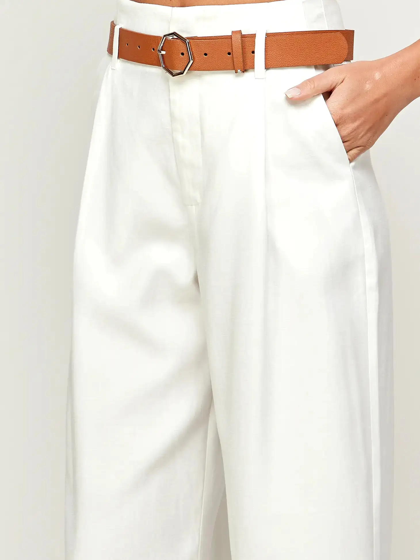 Office Chic White Wide Legged Trousers