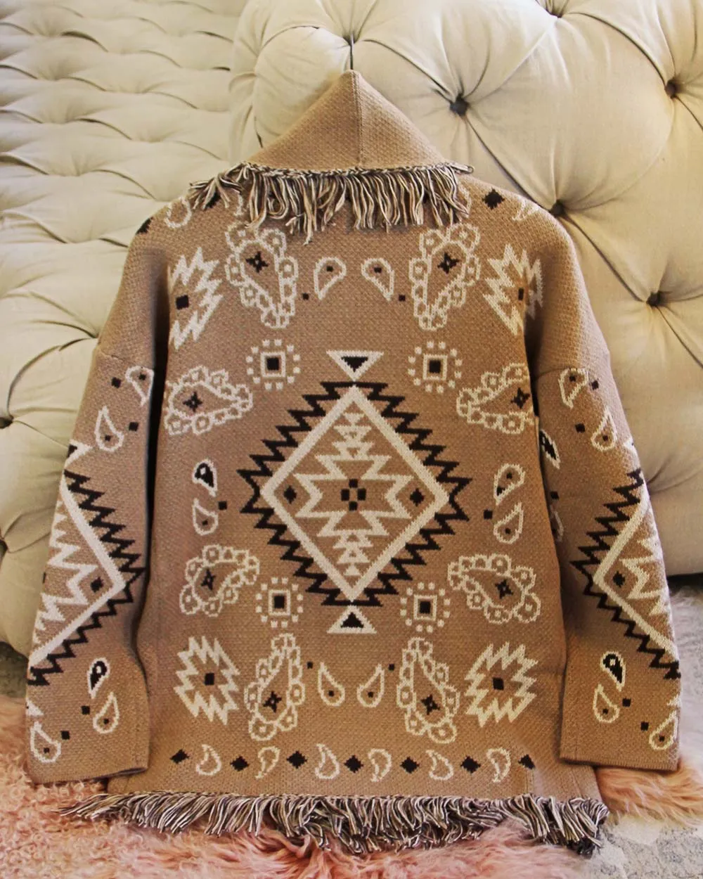 Paisley Blanket Sweater in Sand