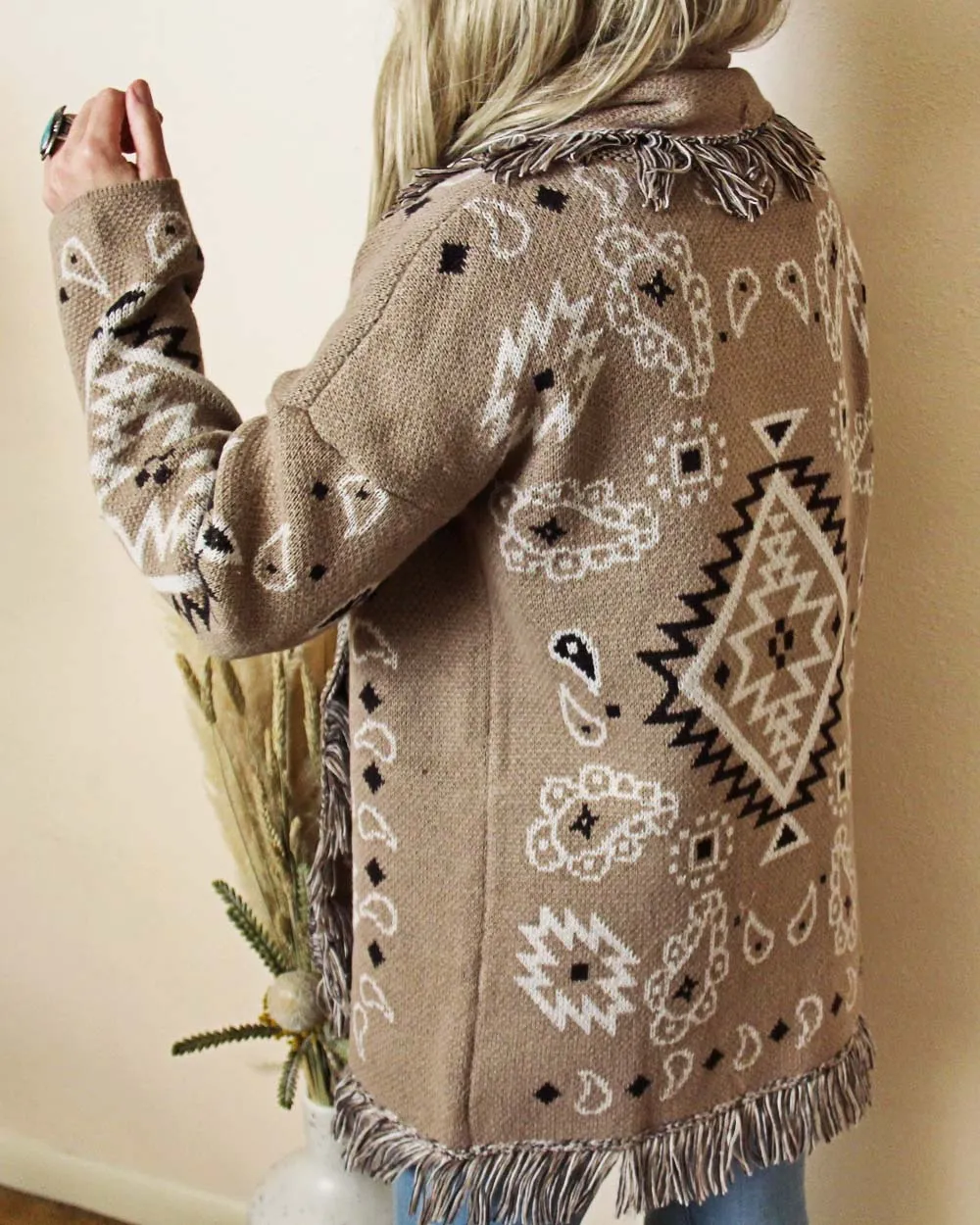 Paisley Blanket Sweater in Sand