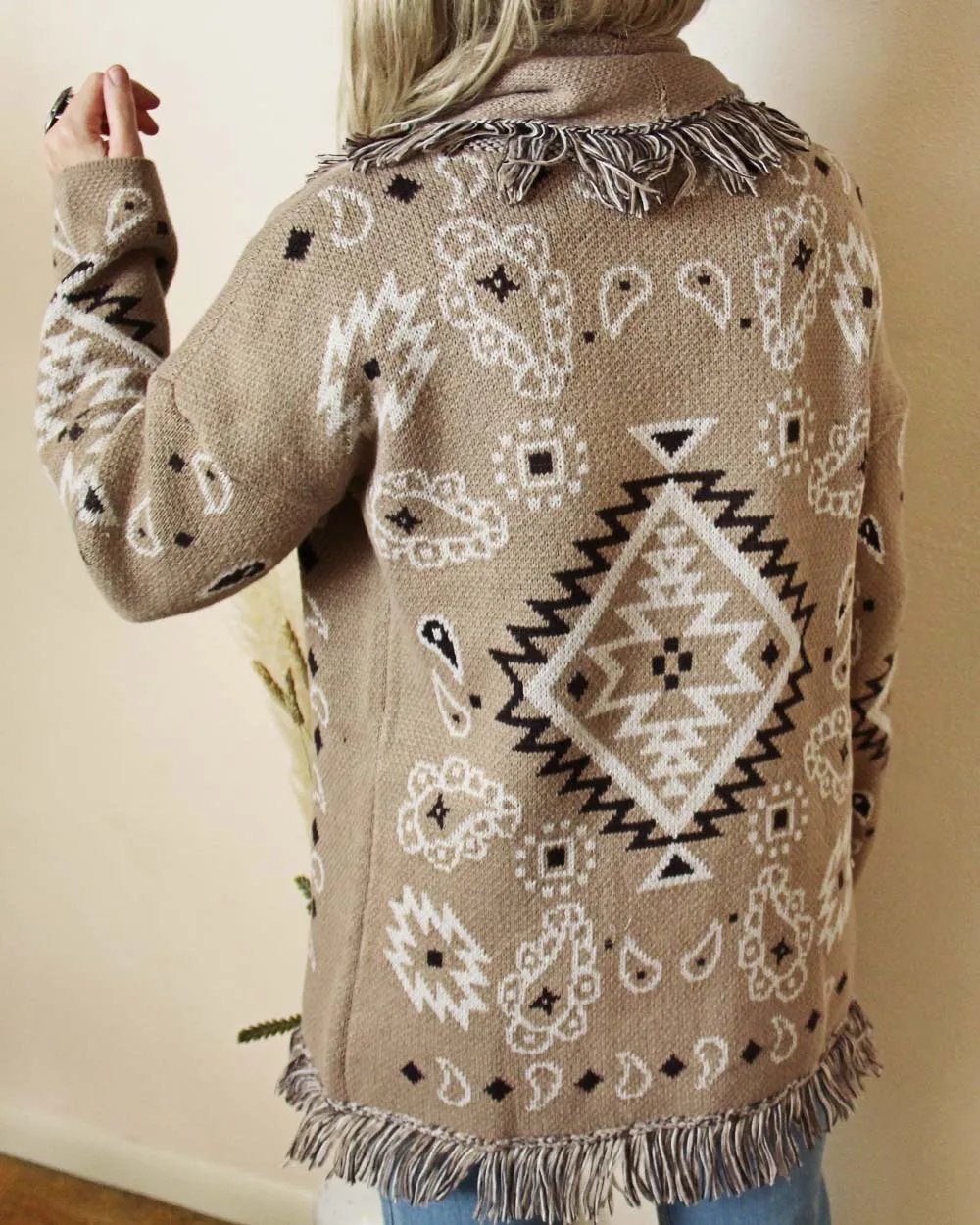 Paisley Blanket Sweater in Sand