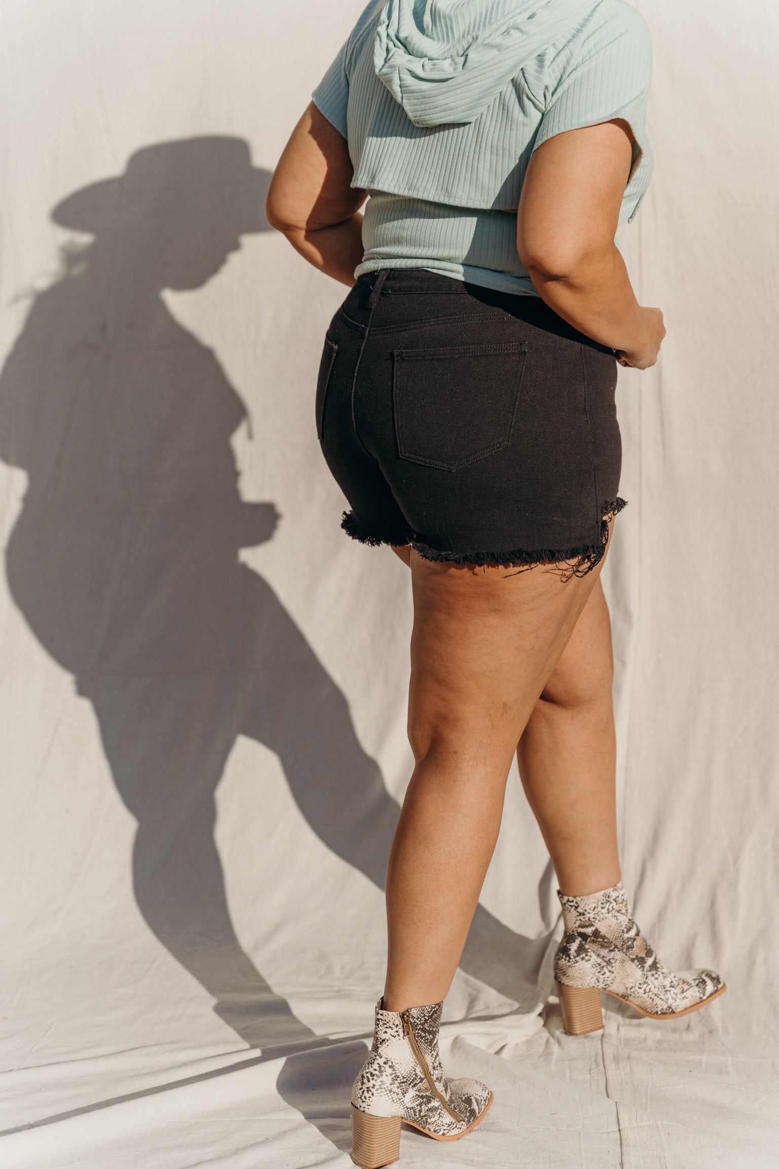 PLUS SIZE Novah Distressed Denim Shorts