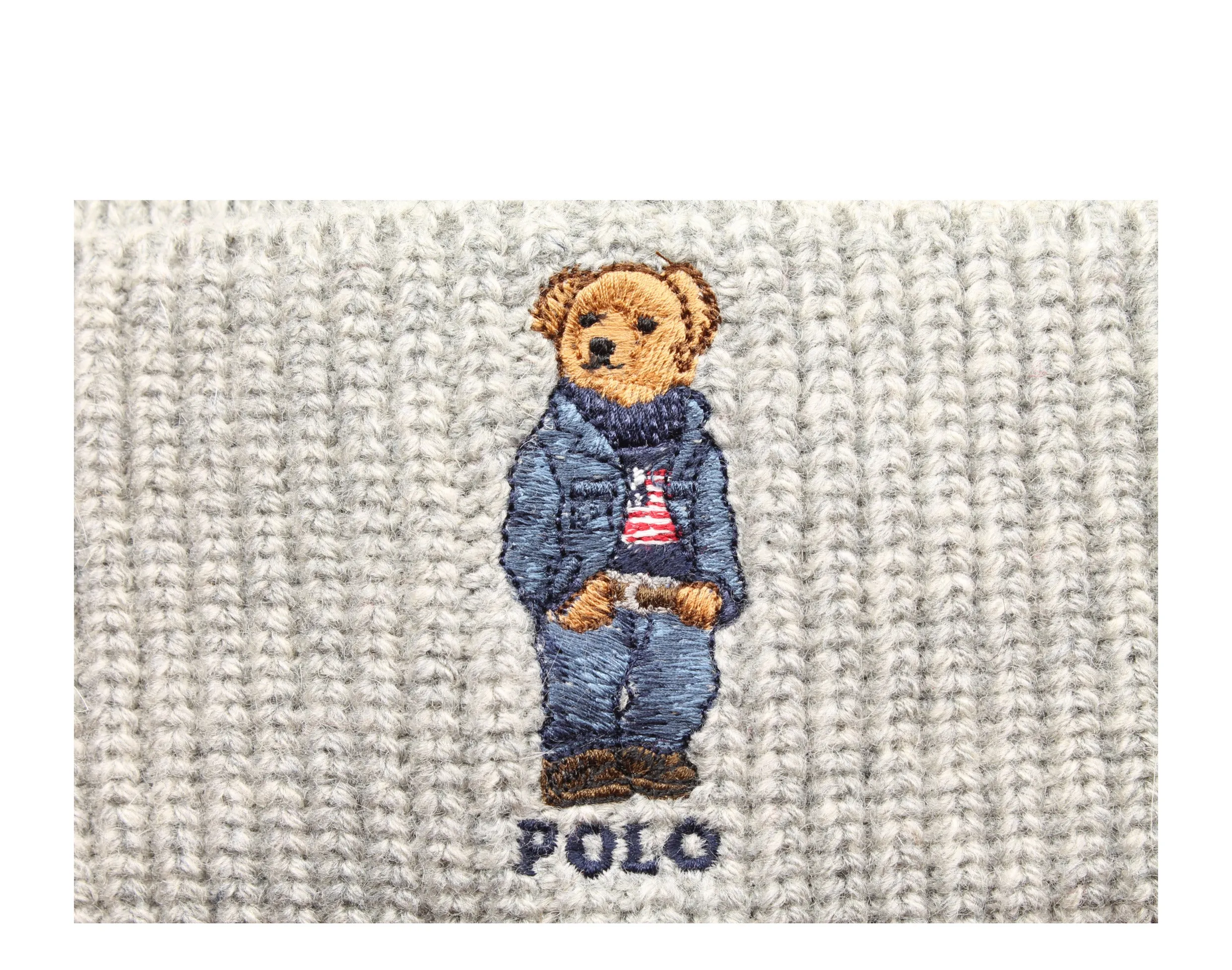 Polo Ralph Lauren Polo Bear Jean Jacket Sweater Knit Cuffed Hat