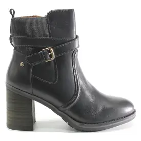 Pompeya Calfskin Leather Women's Zip Up Stack Heeled Boots