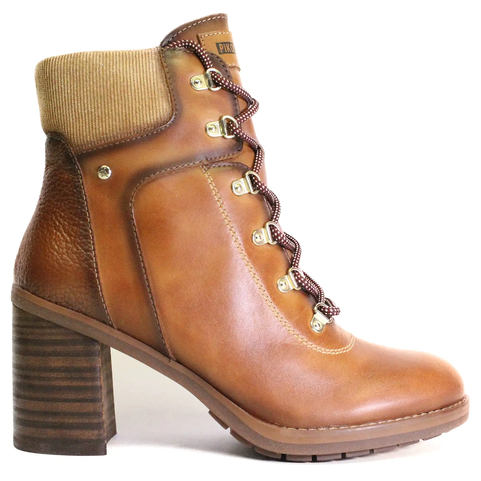 Pompeya Calfskin Leather Women's Zip Up Stack Heeled Boots