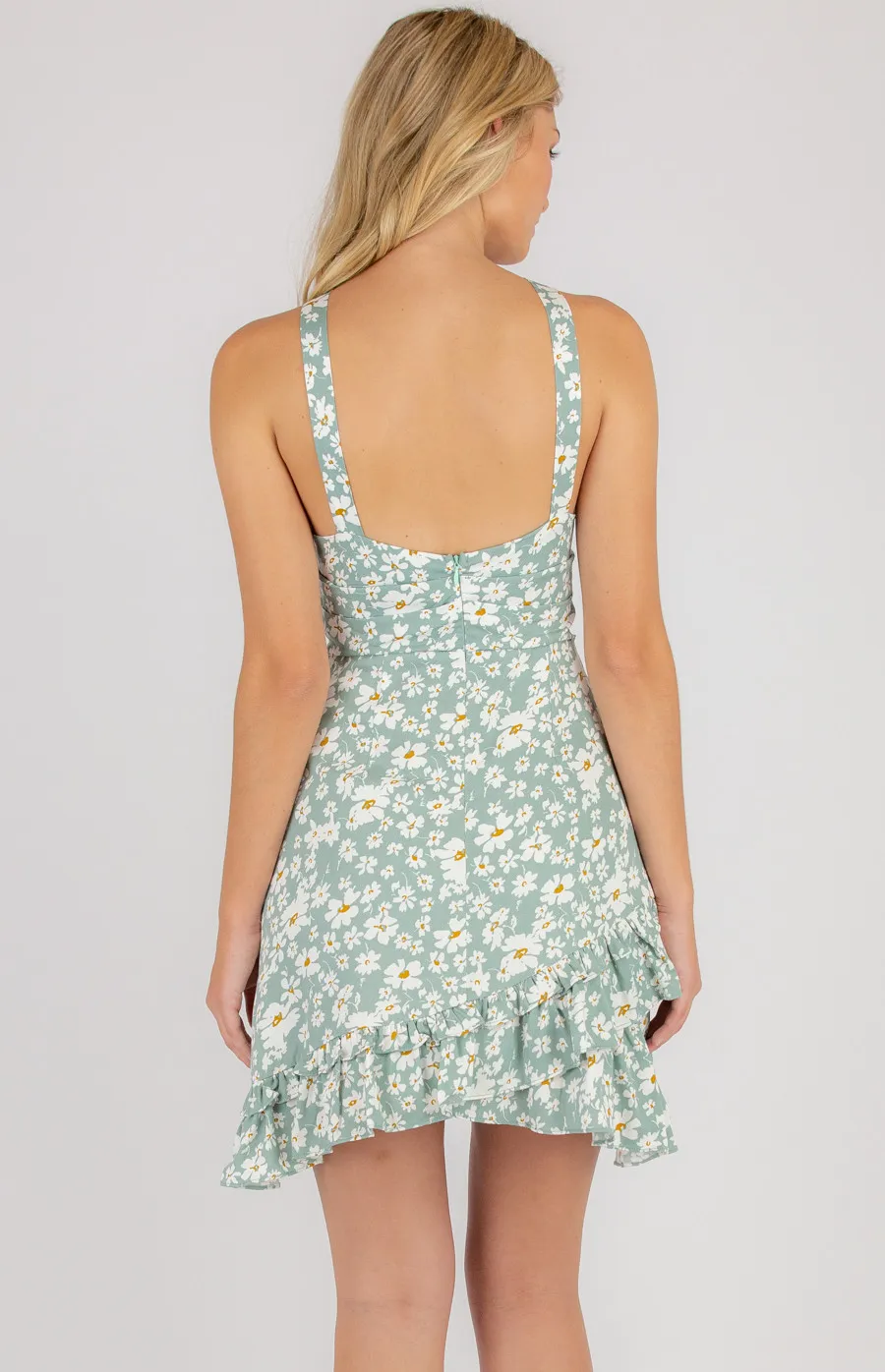 Printed Halter Neckline Dress with Ruffle Details (SDR677A)