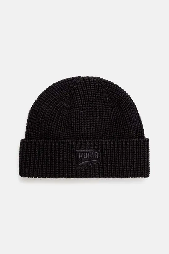 Puma cotton beanie RE:Collection DT Beanie black color thick knit 025496