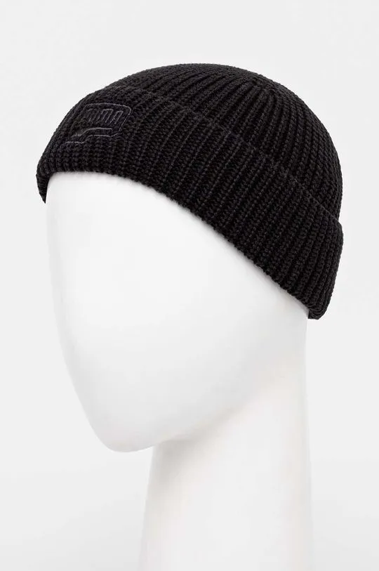 Puma cotton beanie RE:Collection DT Beanie black color thick knit 025496