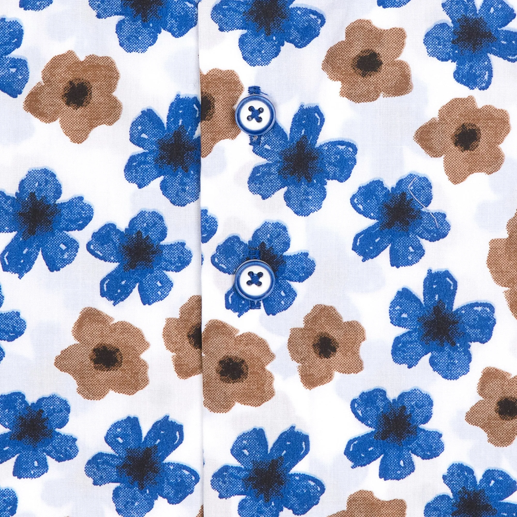 R2 Amsterdam Pattern Shirt - Cobalt / Tan Flowers