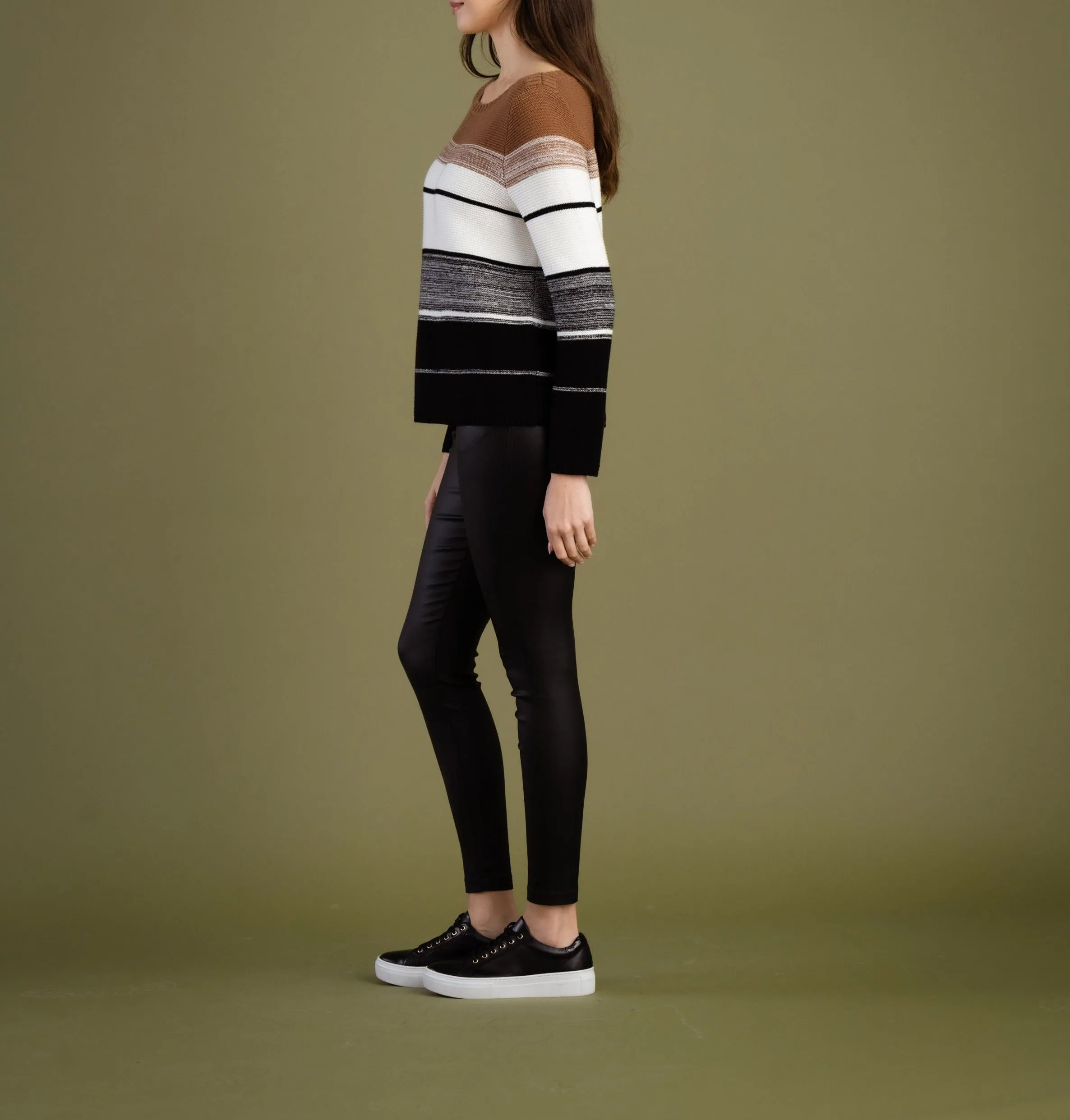 Scoop Neck Boxy Stripe Sweater