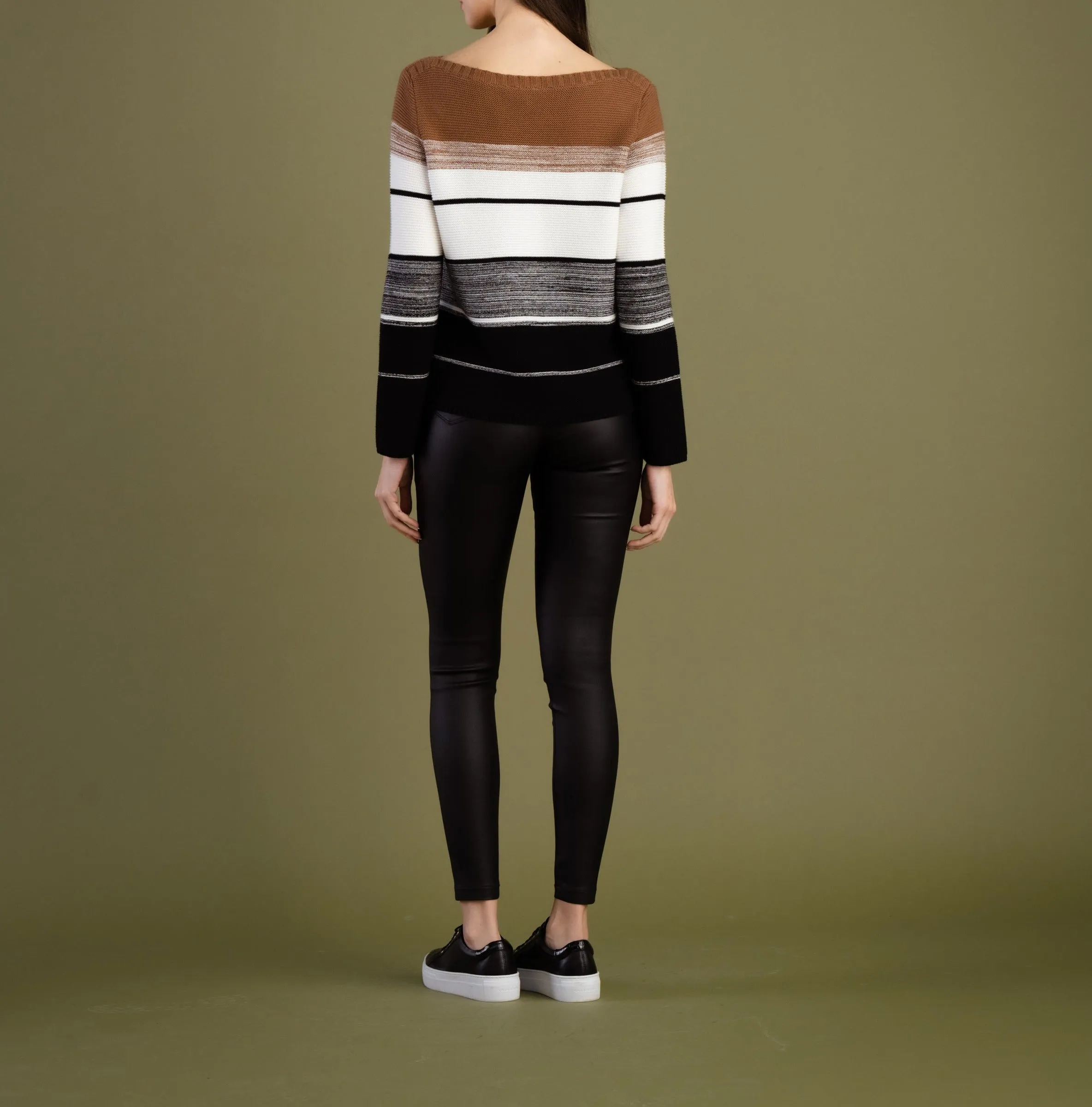 Scoop Neck Boxy Stripe Sweater