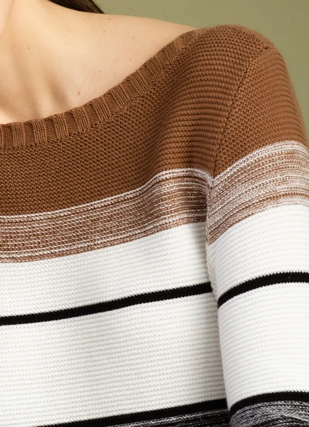 Scoop Neck Boxy Stripe Sweater