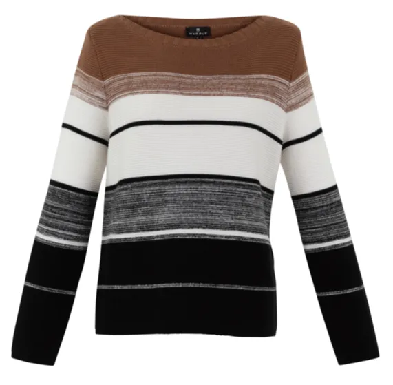 Scoop Neck Boxy Stripe Sweater