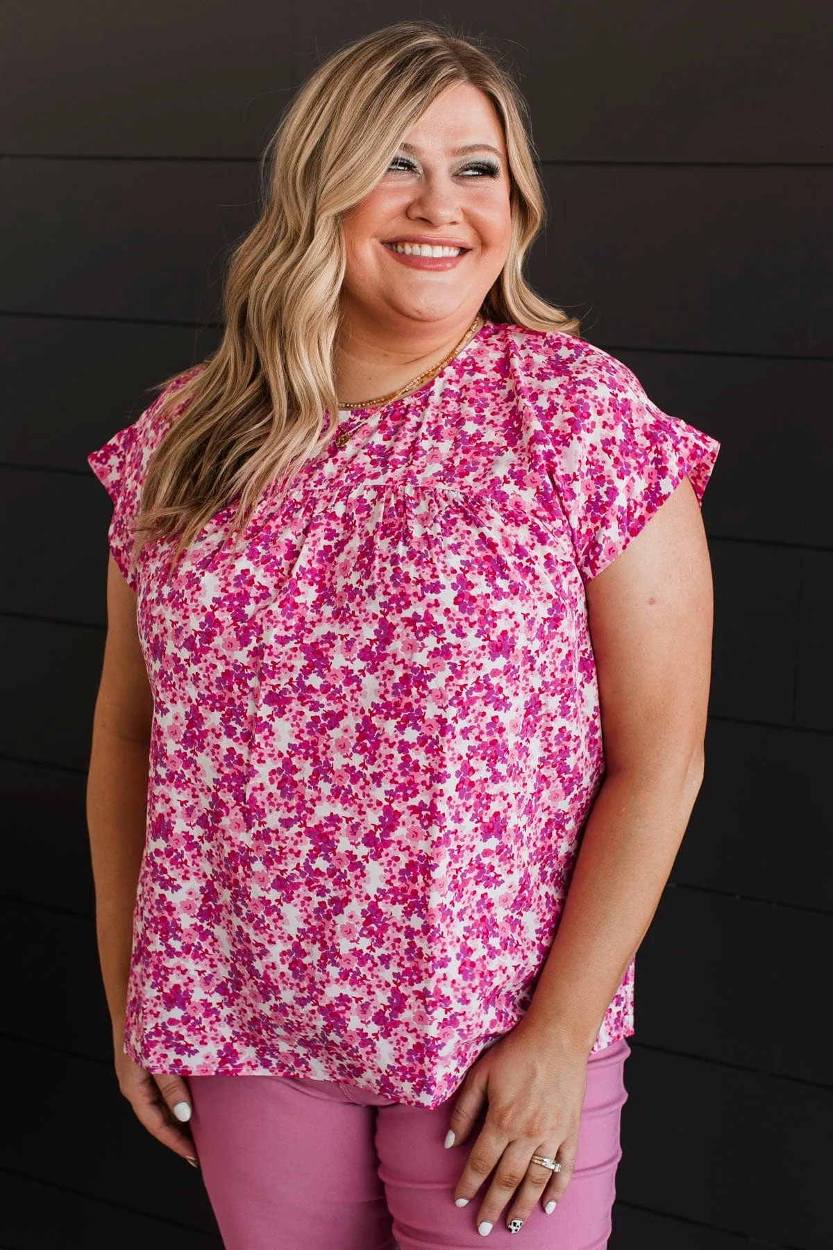 Seen It Before Floral Blouse- Ivory & Magenta