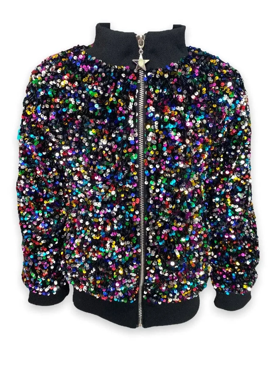 Shimmering Stardust Sequin Bomber