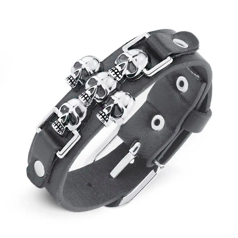 Skull Punk Gothic Rock Leather Belt Buckle Bracelets