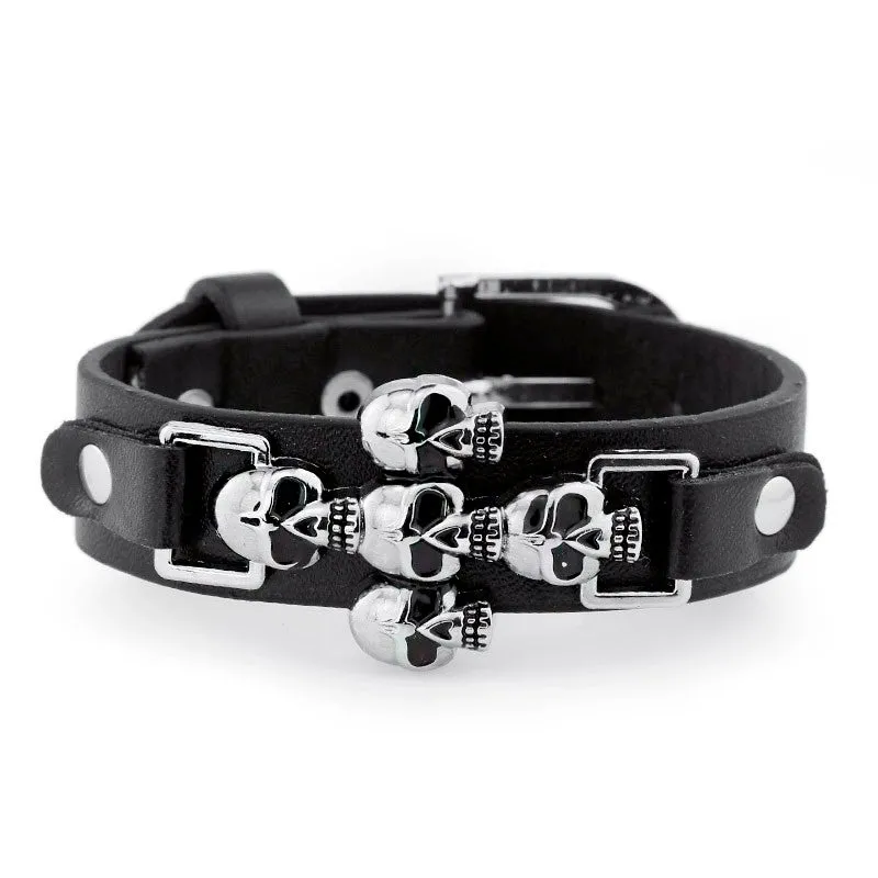 Skull Punk Gothic Rock Leather Belt Buckle Bracelets