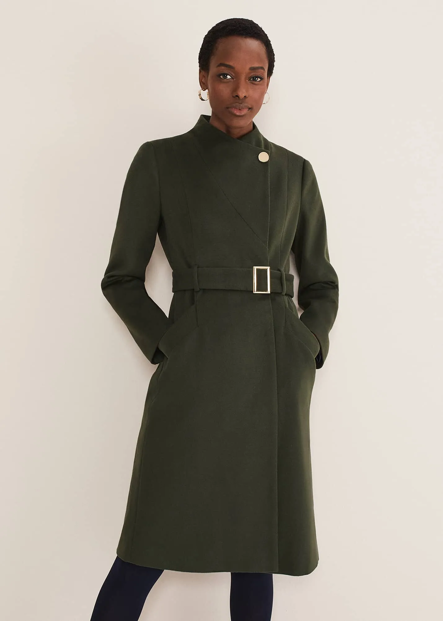 Susie Collarless Wrap Coat