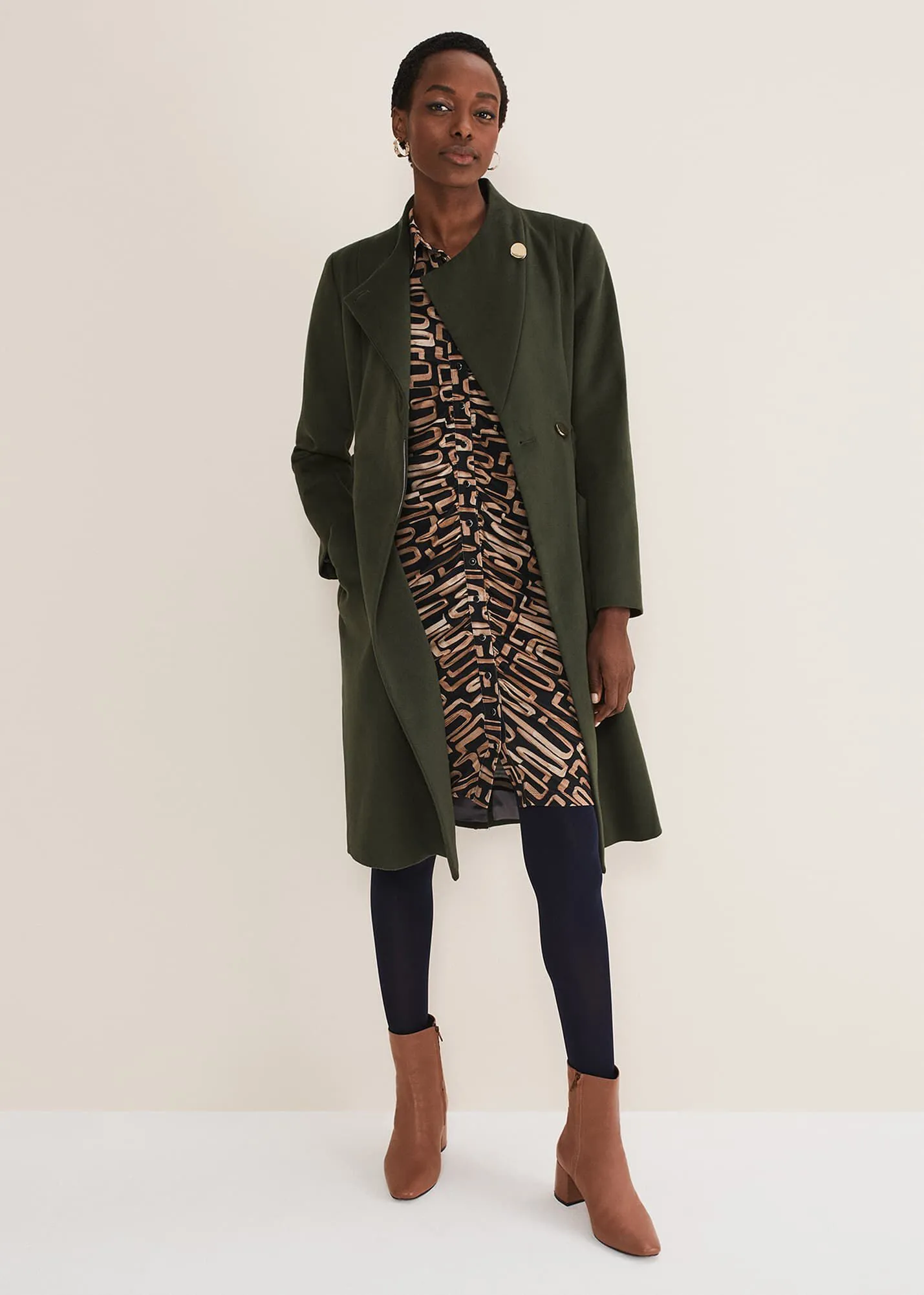 Susie Collarless Wrap Coat