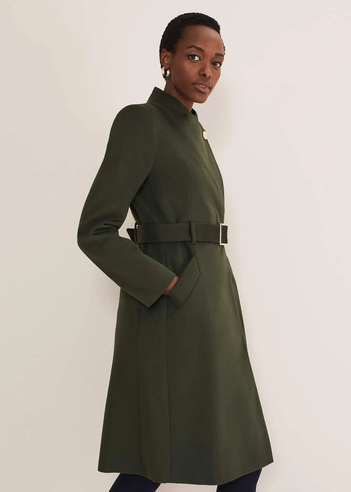 Susie Collarless Wrap Coat