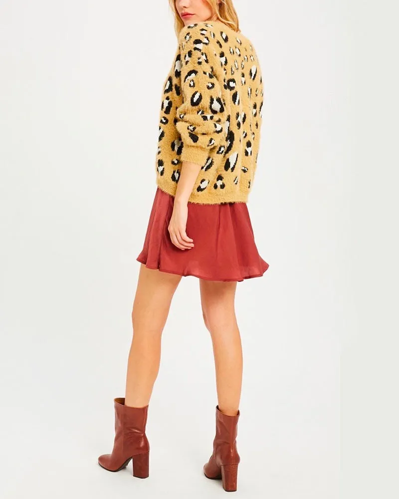 Textured Animal Print Pullover Sweater - More Colors