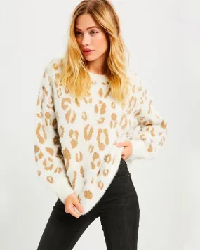 Textured Animal Print Pullover Sweater - More Colors