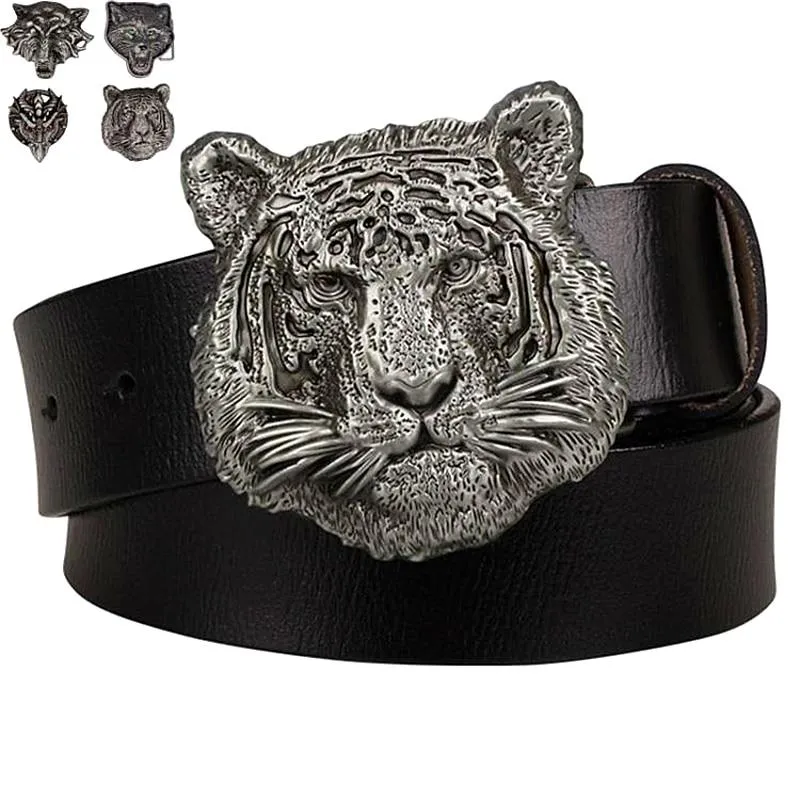 Trendy Tiger Lion Eagle Dragon Dog Jackal Wolf Head Exaggerated Belt