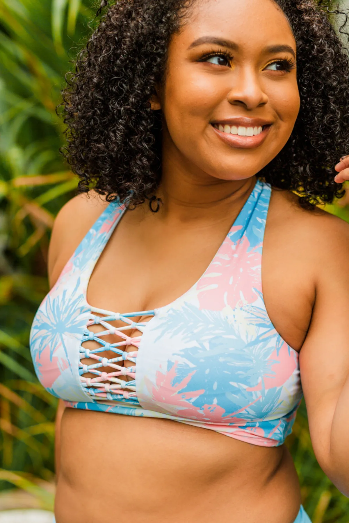 Tropical Breeze Braided Swim Top- Tropical Multi-Color