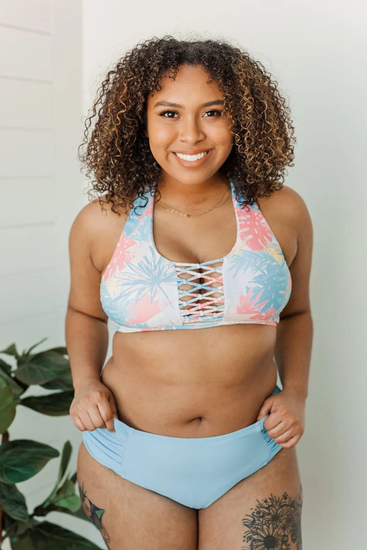 Tropical Breeze Braided Swim Top- Tropical Multi-Color