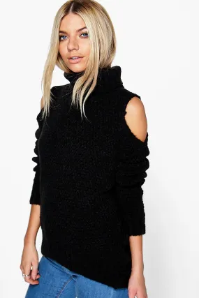 Turtleneck Cold Shoulder Sweater