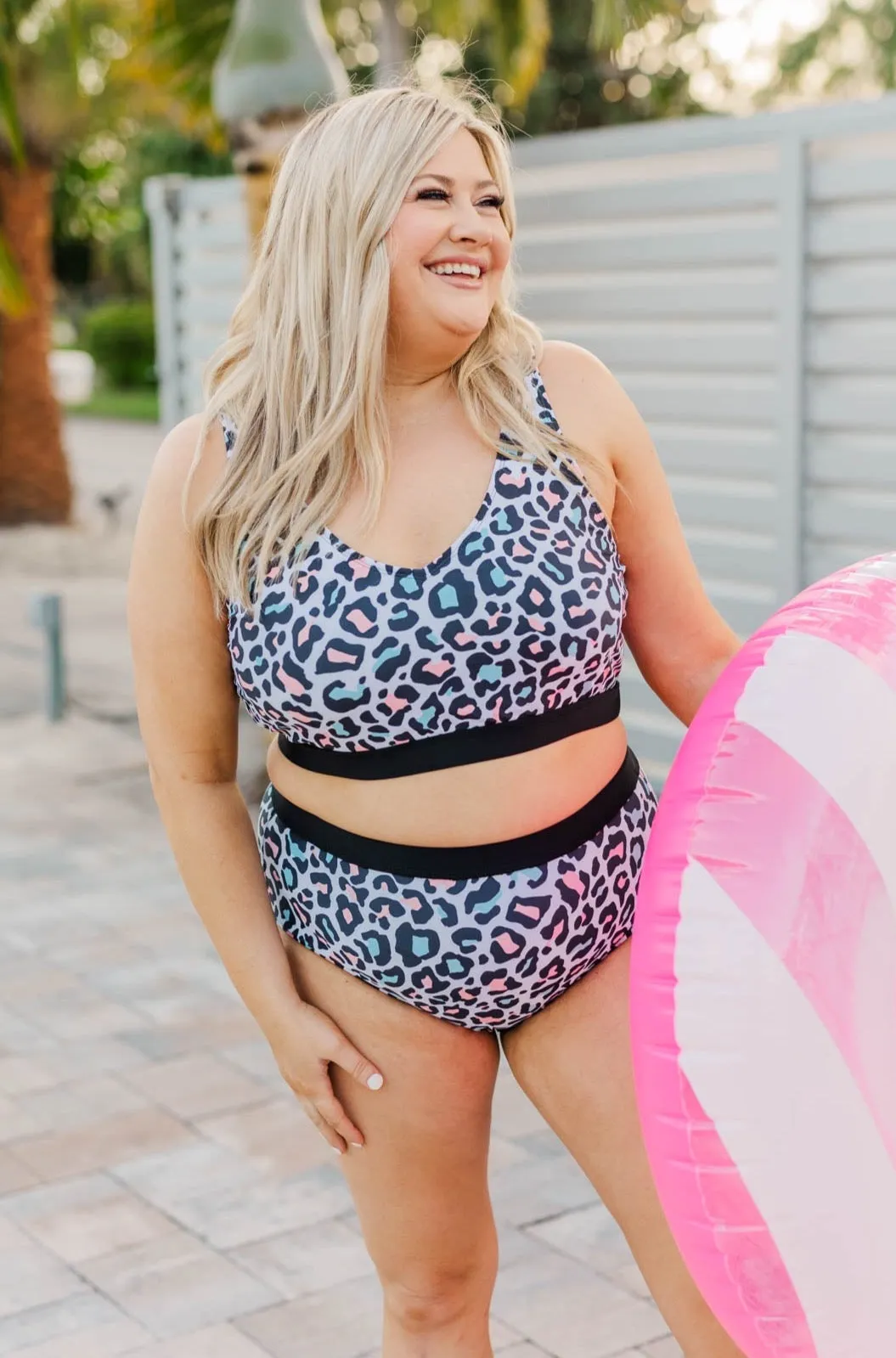 Walking On Sunshine Swim Top- Leopard Multi-Color