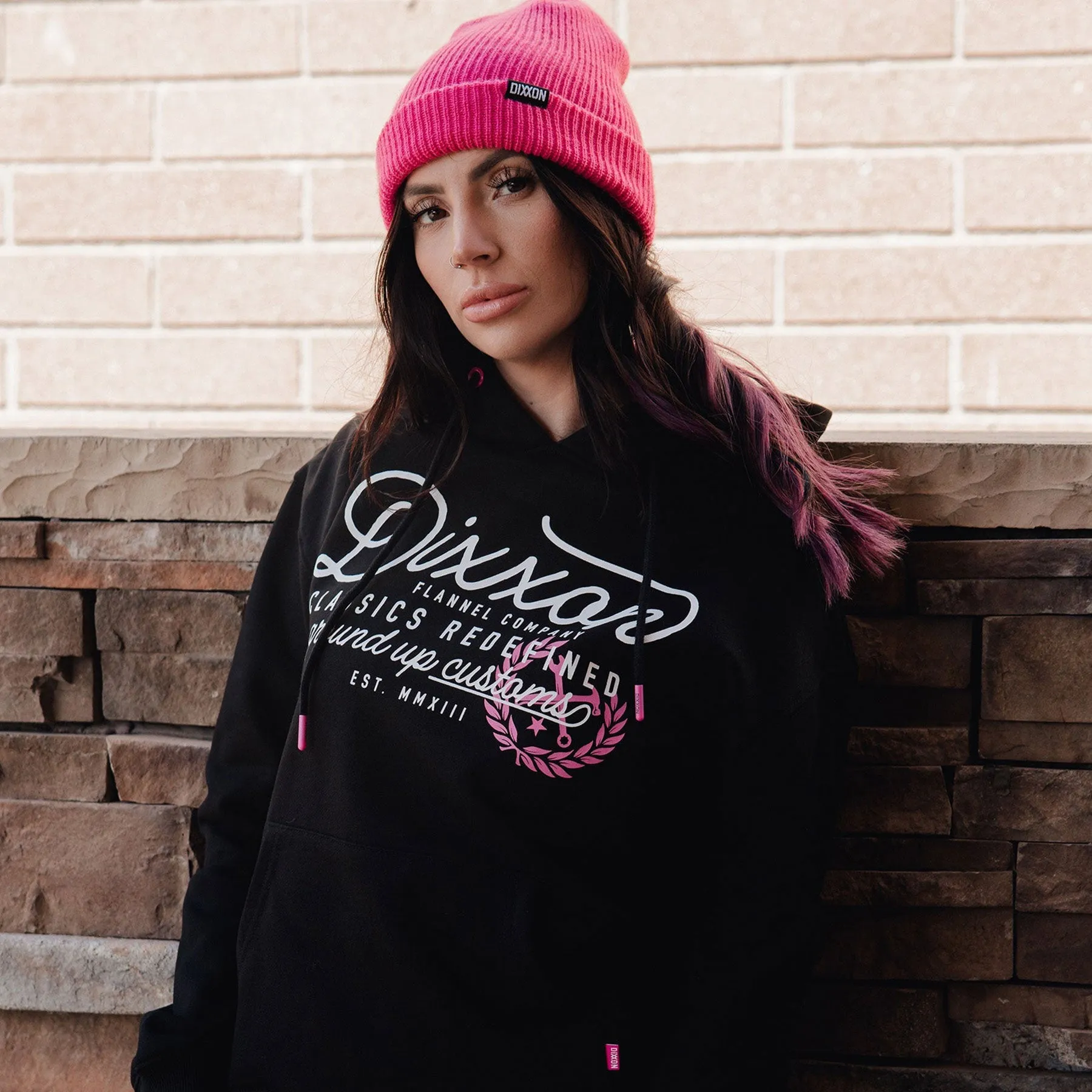 Women's Ground Up Hoodie - Black & Pink