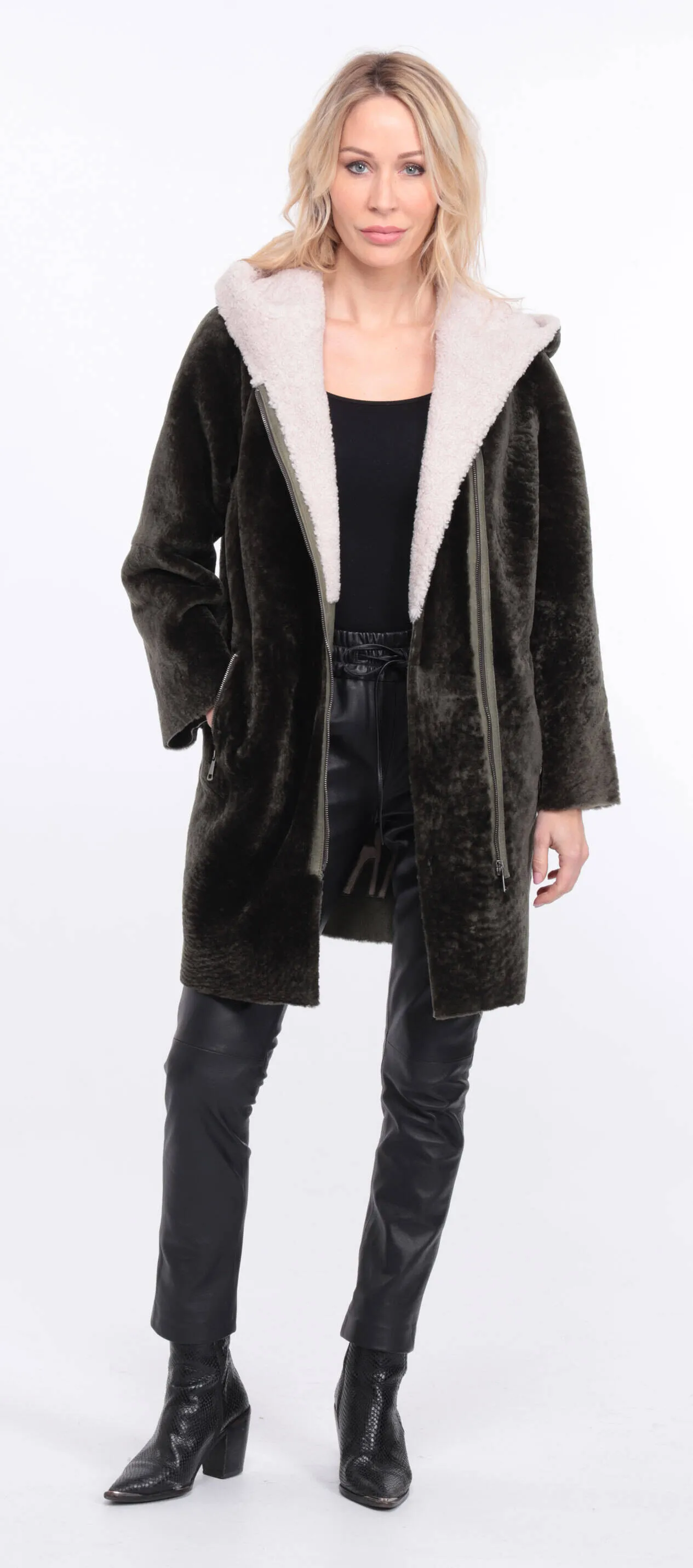 Women's khaki valere sheepskin coat